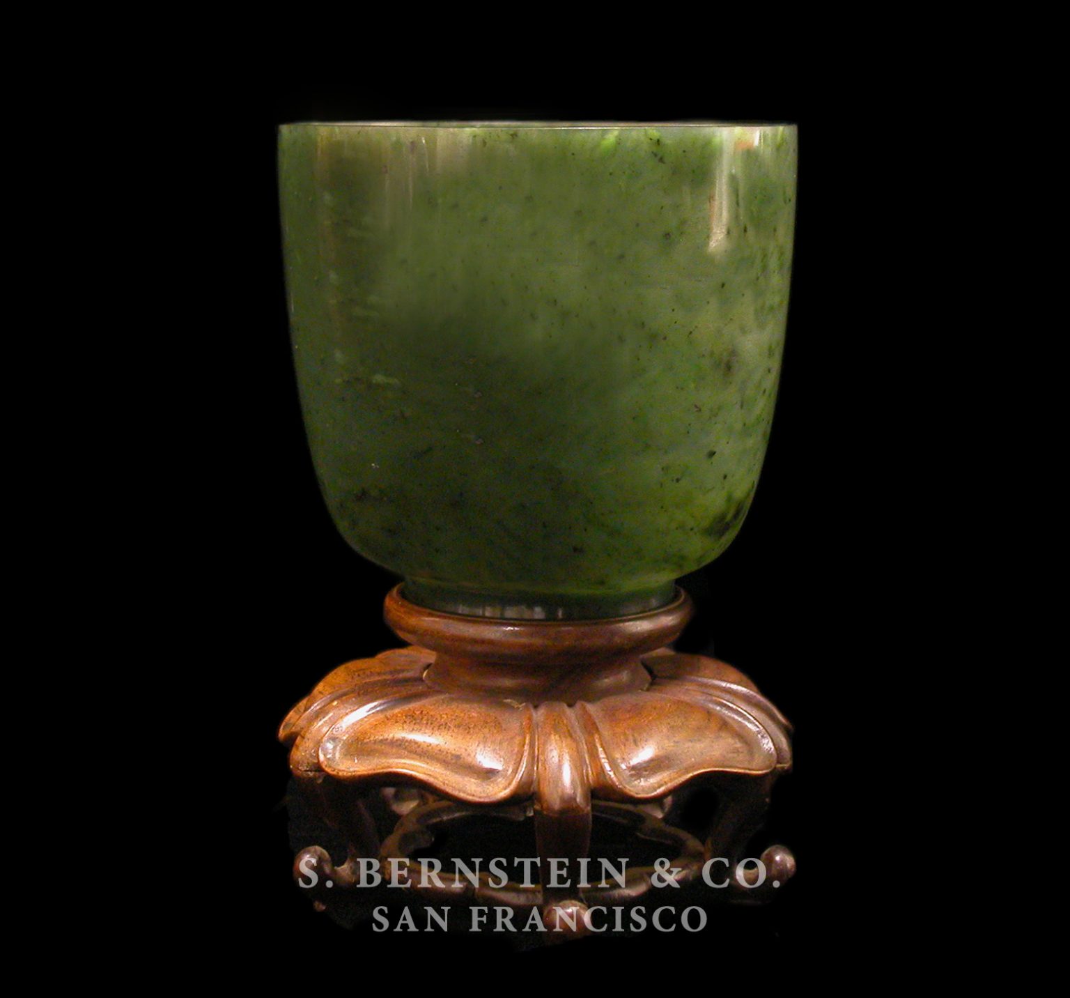 Green Jade Wine Vessel S. Bernstein & Co. Jade & Oriental Art